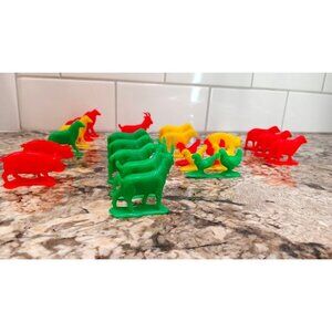 Lot Of 21 Vintage 1970’s Colorful Plastic Farm Fence Animals Toys Figures